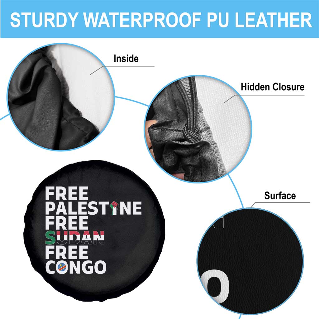 Free Palestine Sudan Congo Spare Tire Cover Human Rights Activist Justice and Solidarity TS02 Print Your Wear