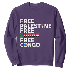 Free Palestine Sudan Congo Sweatshirt Human Rights Activist Justice and Solidarity TS02 Purple Print Your Wear