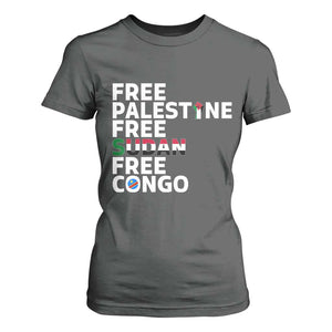 Free Palestine Sudan Congo T Shirt For Women Human Rights Activist Justice and Solidarity TS02 Dark Heather Print Your Wear