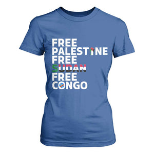 Free Palestine Sudan Congo T Shirt For Women Human Rights Activist Justice and Solidarity TS02 Royal Blue Print Your Wear
