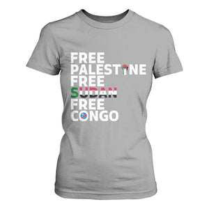Free Palestine Sudan Congo T Shirt For Women Human Rights Activist Justice and Solidarity TS02 Sport Gray Print Your Wear