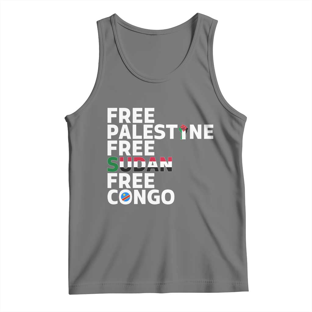 Free Palestine Sudan Congo Tank Top Human Rights Activist Justice and Solidarity TS02 Black Heather Print Your Wear