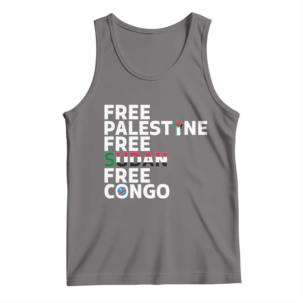 Free Palestine Sudan Congo Tank Top Human Rights Activist Justice and Solidarity TS02 Deep Heather Print Your Wear