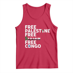 Free Palestine Sudan Congo Tank Top Human Rights Activist Justice and Solidarity TS02 Red Print Your Wear