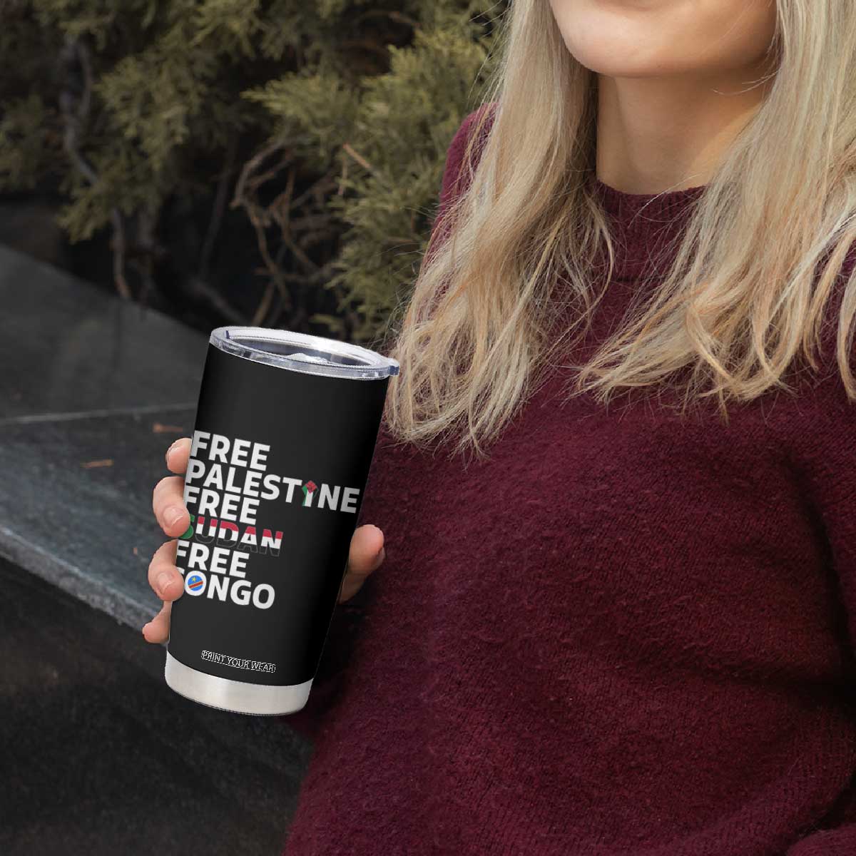 Free Palestine Sudan Congo Tumbler Cup Human Rights Activist Justice and Solidarity TS02 Print Your Wear