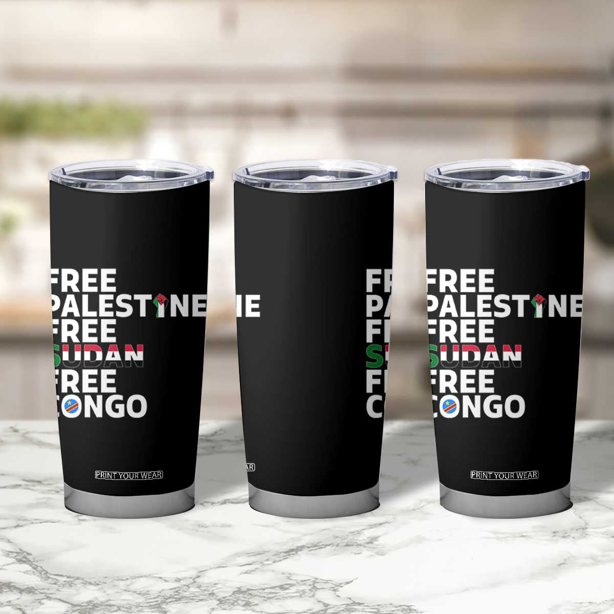 Free Palestine Sudan Congo Tumbler Cup Human Rights Activist Justice and Solidarity TS02 Print Your Wear