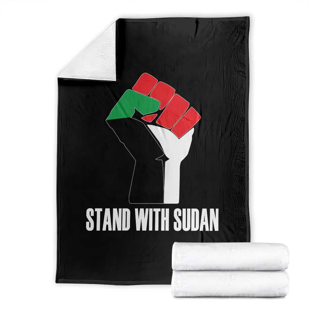 Stand With Sudan Power Fist Throw Blanket Sudan Flag Activist Peace and Protest TS02 Black Print Your Wear