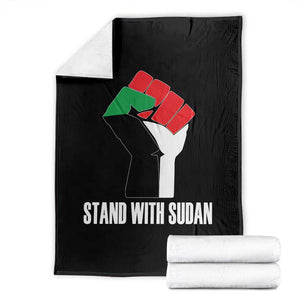 Stand With Sudan Power Fist Throw Blanket Sudan Flag Activist Peace and Protest TS02 Black Print Your Wear