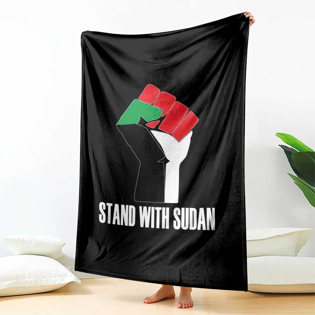 Stand With Sudan Power Fist Throw Blanket Sudan Flag Activist Peace and Protest TS02 Print Your Wear