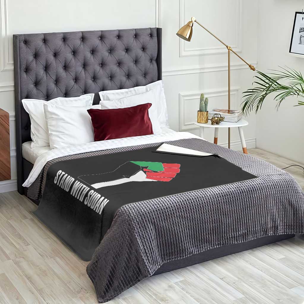 Stand With Sudan Power Fist Throw Blanket Sudan Flag Activist Peace and Protest TS02 Print Your Wear