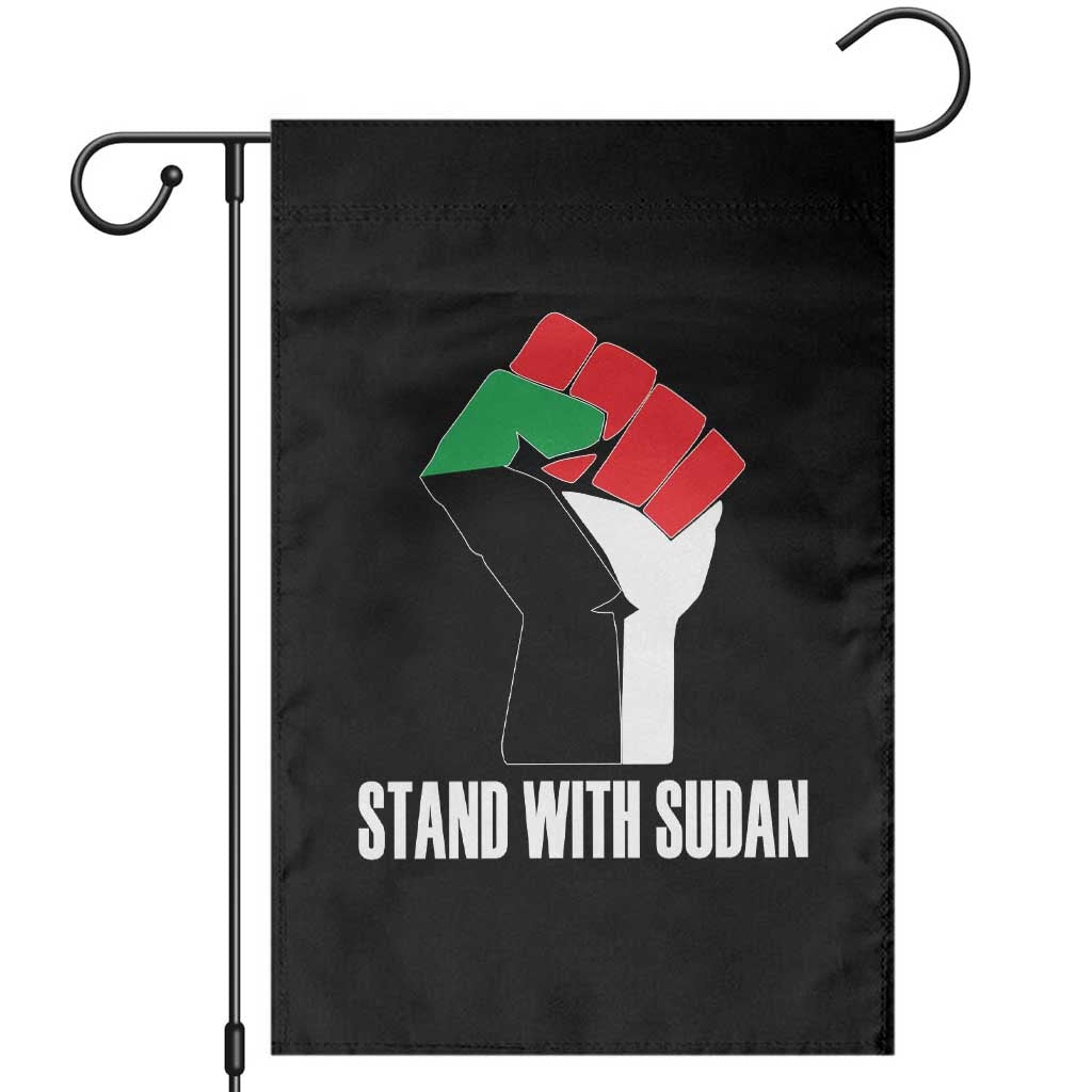 Stand With Sudan Power Fist Garden Flag Sudan Flag Activist Peace and Protest TS02 Black Print Your Wear