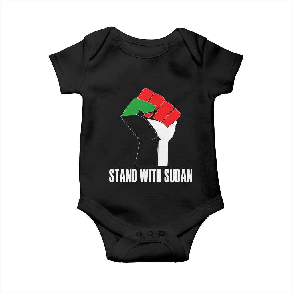 Stand With Sudan Power Fist Baby Onesie Sudan Flag Activist Peace and Protest TS02 Black Print Your Wear