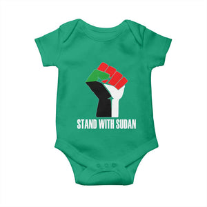Stand With Sudan Power Fist Baby Onesie Sudan Flag Activist Peace and Protest TS02 Irish Green Print Your Wear