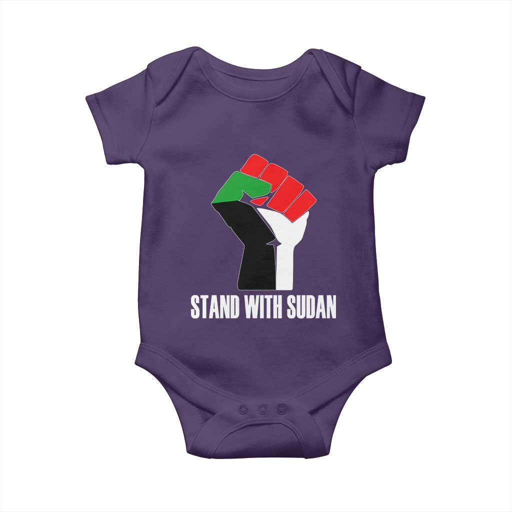 Stand With Sudan Power Fist Baby Onesie Sudan Flag Activist Peace and Protest TS02 Purple Print Your Wear