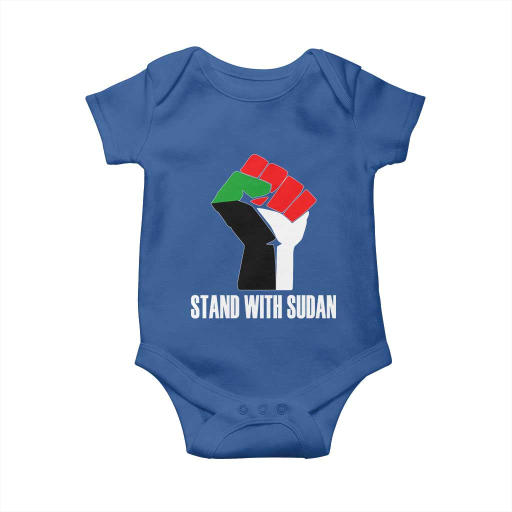 Stand With Sudan Power Fist Baby Onesie Sudan Flag Activist Peace and Protest TS02 Royal Blue Print Your Wear