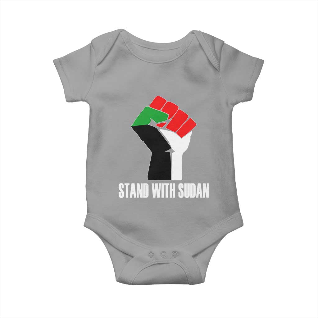 Stand With Sudan Power Fist Baby Onesie Sudan Flag Activist Peace and Protest TS02 Sport Gray Print Your Wear