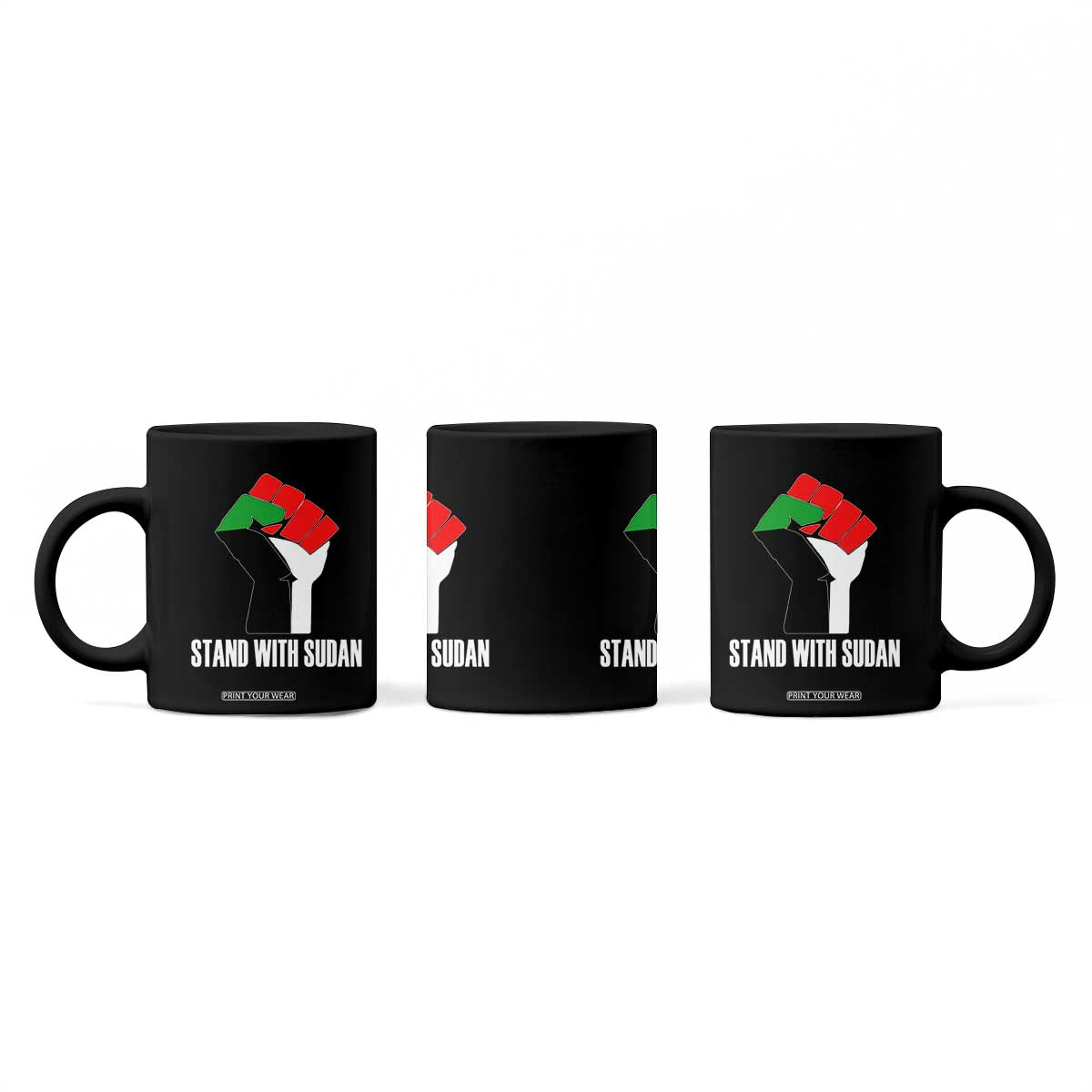Stand With Sudan Power Fist Coffee Mug Sudan Flag Activist Peace and Protest TS02 Print Your Wear