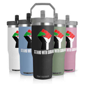 Stand With Sudan Power Fist Flip Straw Tumbler Sudan Flag Activist Peace and Protest TS02 Print Your Wear