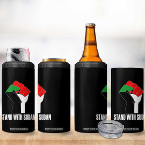 Stand With Sudan Power Fist 4 in 1 Can Cooler Tumbler Sudan Flag Activist Peace and Protest TS02 Print Your Wear