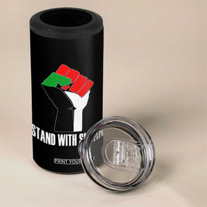 Stand With Sudan Power Fist 4 in 1 Can Cooler Tumbler Sudan Flag Activist Peace and Protest TS02 Print Your Wear