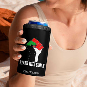 Stand With Sudan Power Fist 4 in 1 Can Cooler Tumbler Sudan Flag Activist Peace and Protest TS02 Print Your Wear