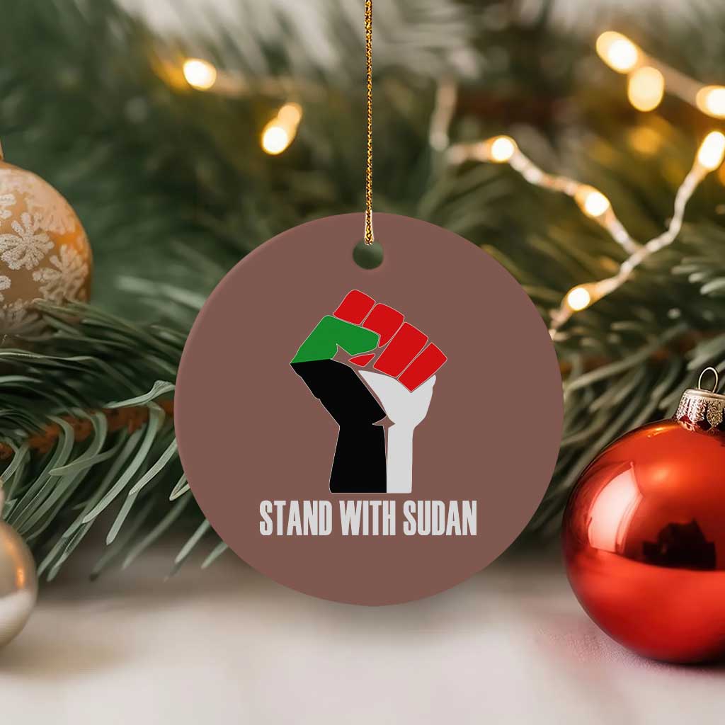 Stand With Sudan Power Fist Ceramic Ornament Sudan Flag Activist Peace and Protest TS02 1pc Mocha Print Your Wear
