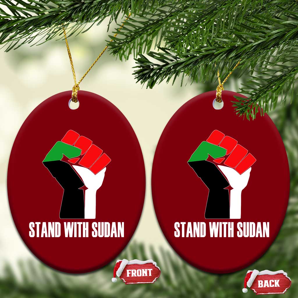 Stand With Sudan Power Fist Ceramic Ornament Sudan Flag Activist Peace and Protest TS02 Print Your Wear