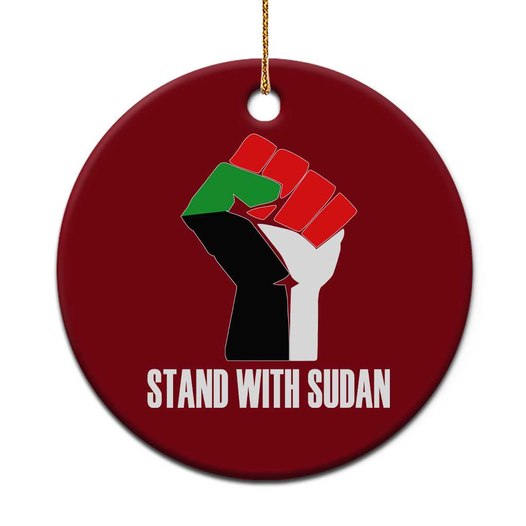 Stand With Sudan Power Fist Ceramic Ornament Sudan Flag Activist Peace and Protest TS02 1pc Red Print Your Wear