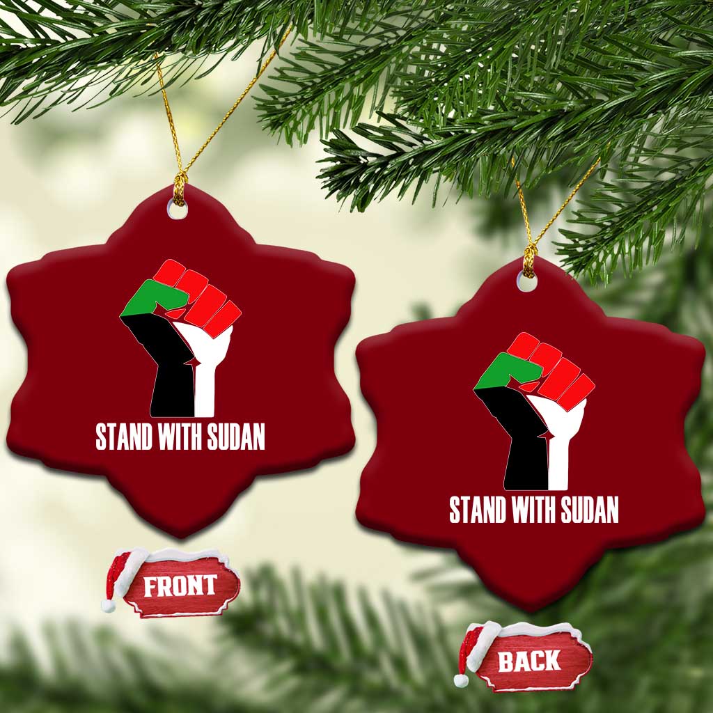 Stand With Sudan Power Fist Ceramic Ornament Sudan Flag Activist Peace and Protest TS02 Print Your Wear