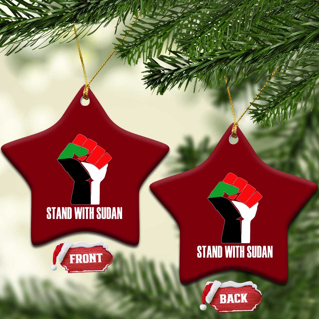 Stand With Sudan Power Fist Ceramic Ornament Sudan Flag Activist Peace and Protest TS02 Print Your Wear