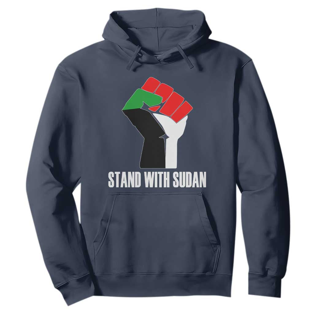 Stand With Sudan Power Fist Hoodie Sudan Flag Activist Peace and Protest TS02 Navy Print Your Wear