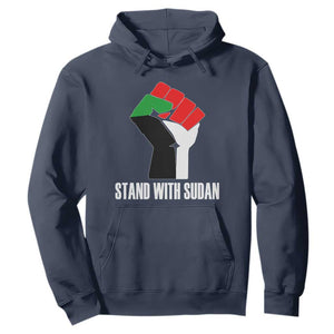 Stand With Sudan Power Fist Hoodie Sudan Flag Activist Peace and Protest TS02 Navy Print Your Wear