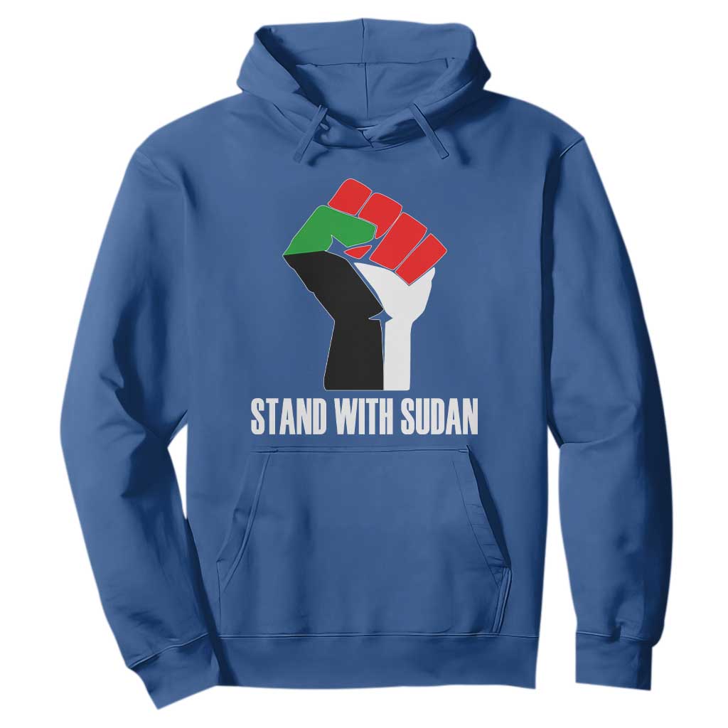Stand With Sudan Power Fist Hoodie Sudan Flag Activist Peace and Protest TS02 Royal Blue Print Your Wear