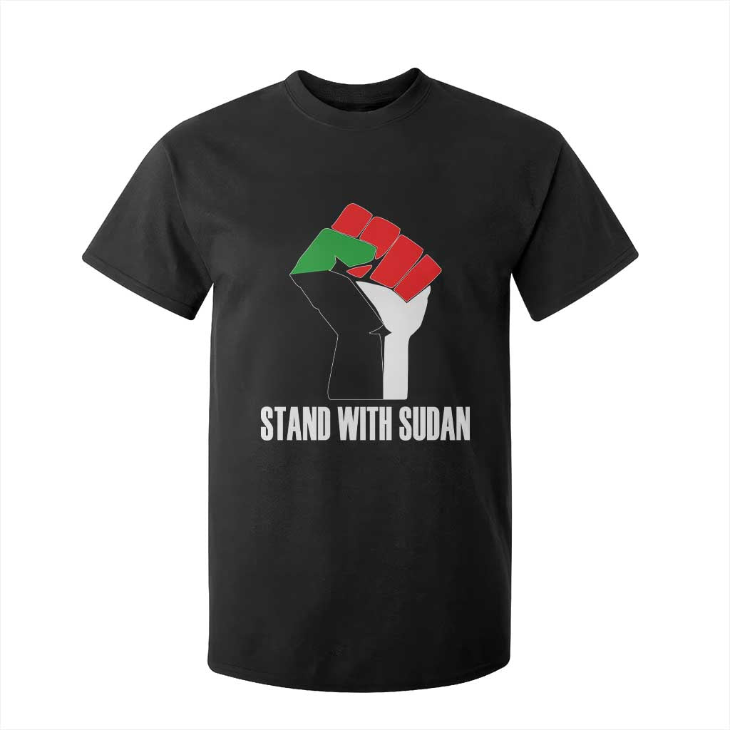 Stand With Sudan Power Fist T Shirt For Kid Sudan Flag Activist Peace and Protest TS02 Black Print Your Wear