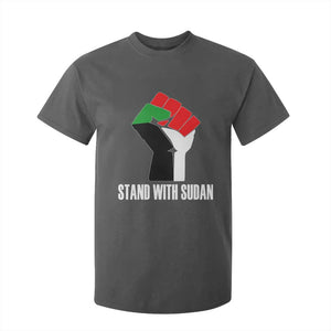 Stand With Sudan Power Fist T Shirt For Kid Sudan Flag Activist Peace and Protest TS02 Dark Heather Print Your Wear