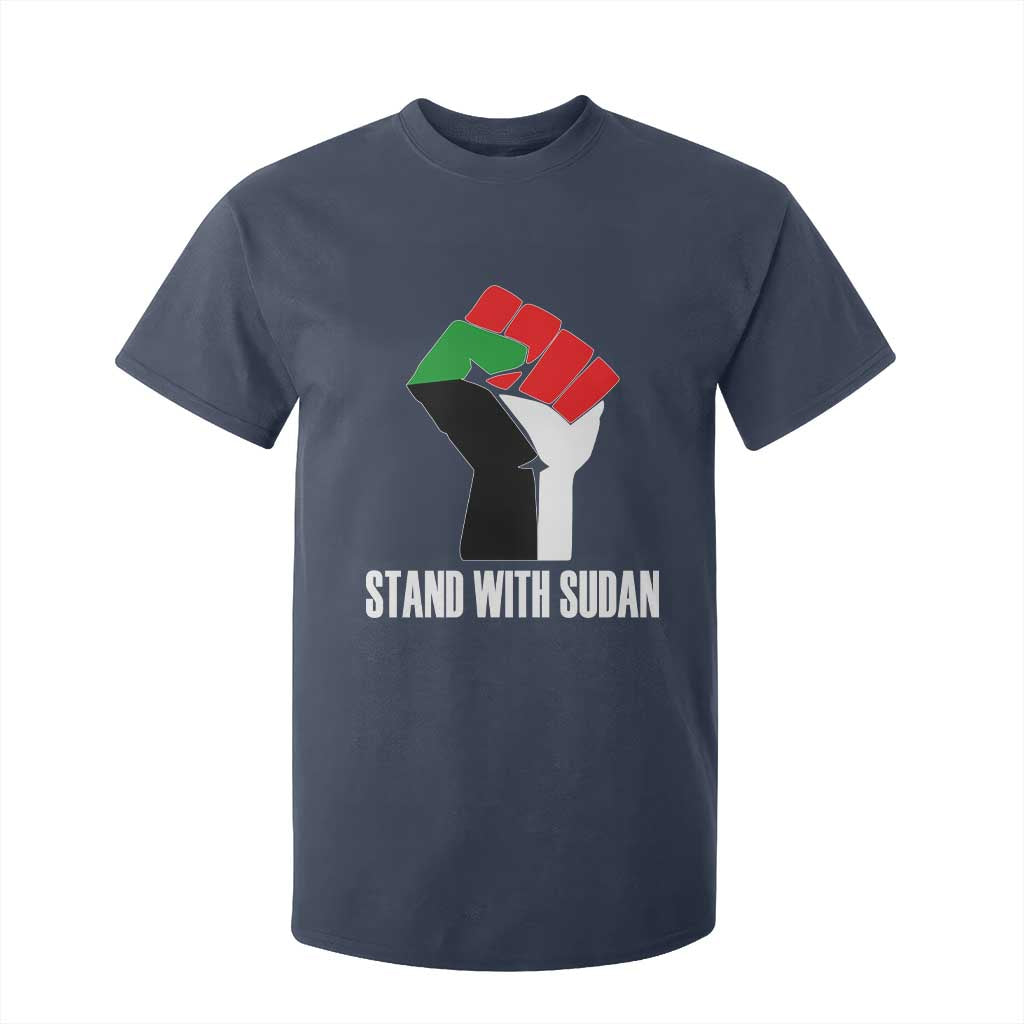 Stand With Sudan Power Fist T Shirt For Kid Sudan Flag Activist Peace and Protest TS02 Navy Print Your Wear