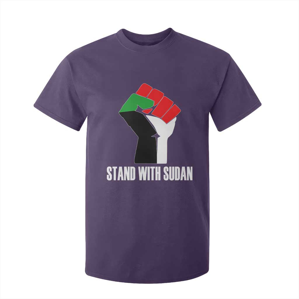 Stand With Sudan Power Fist T Shirt For Kid Sudan Flag Activist Peace and Protest TS02 Purple Print Your Wear