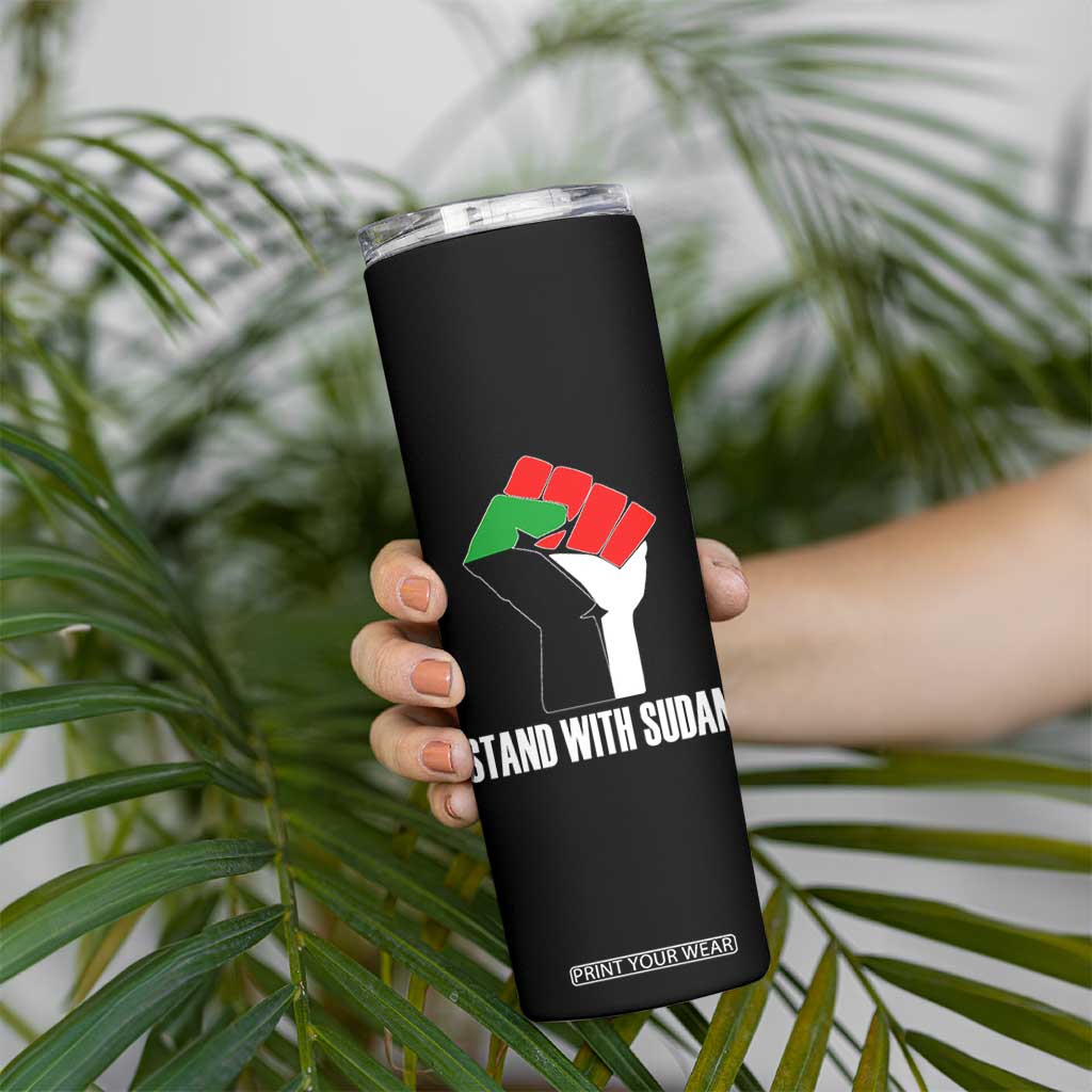 Stand With Sudan Power Fist Skinny Tumbler Sudan Flag Activist Peace and Protest TS02 Print Your Wear