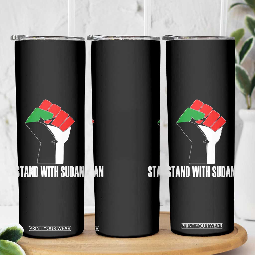 Stand With Sudan Power Fist Skinny Tumbler Sudan Flag Activist Peace and Protest TS02 Print Your Wear