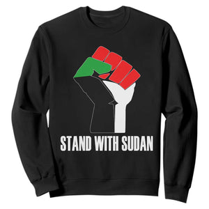 Stand With Sudan Power Fist Sweatshirt Sudan Flag Activist Peace and Protest TS02 Black Print Your Wear