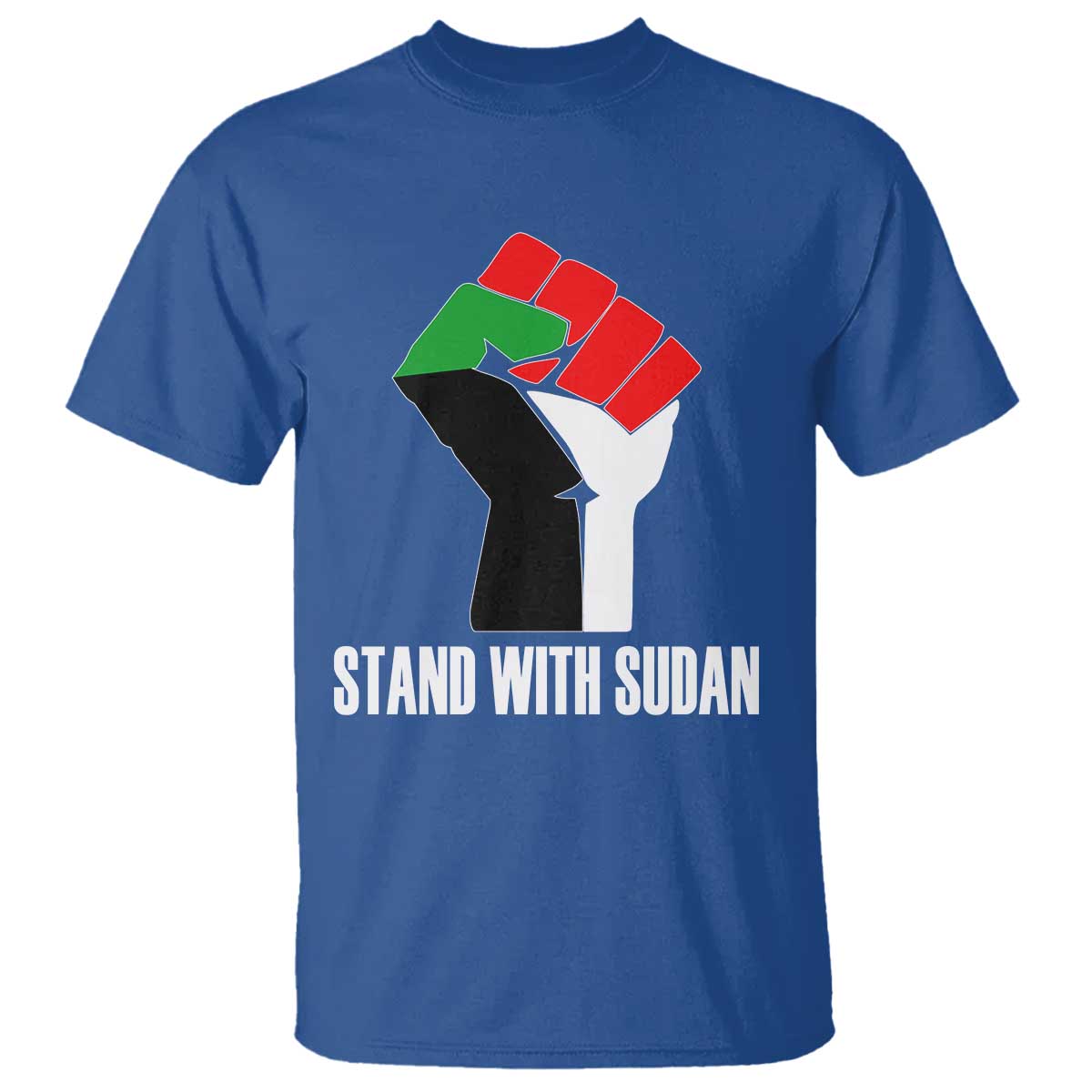 Stand With Sudan Power Fist T Shirt Sudan Flag Activist Peace and Protest TS02 Royal Blue Print Your Wear