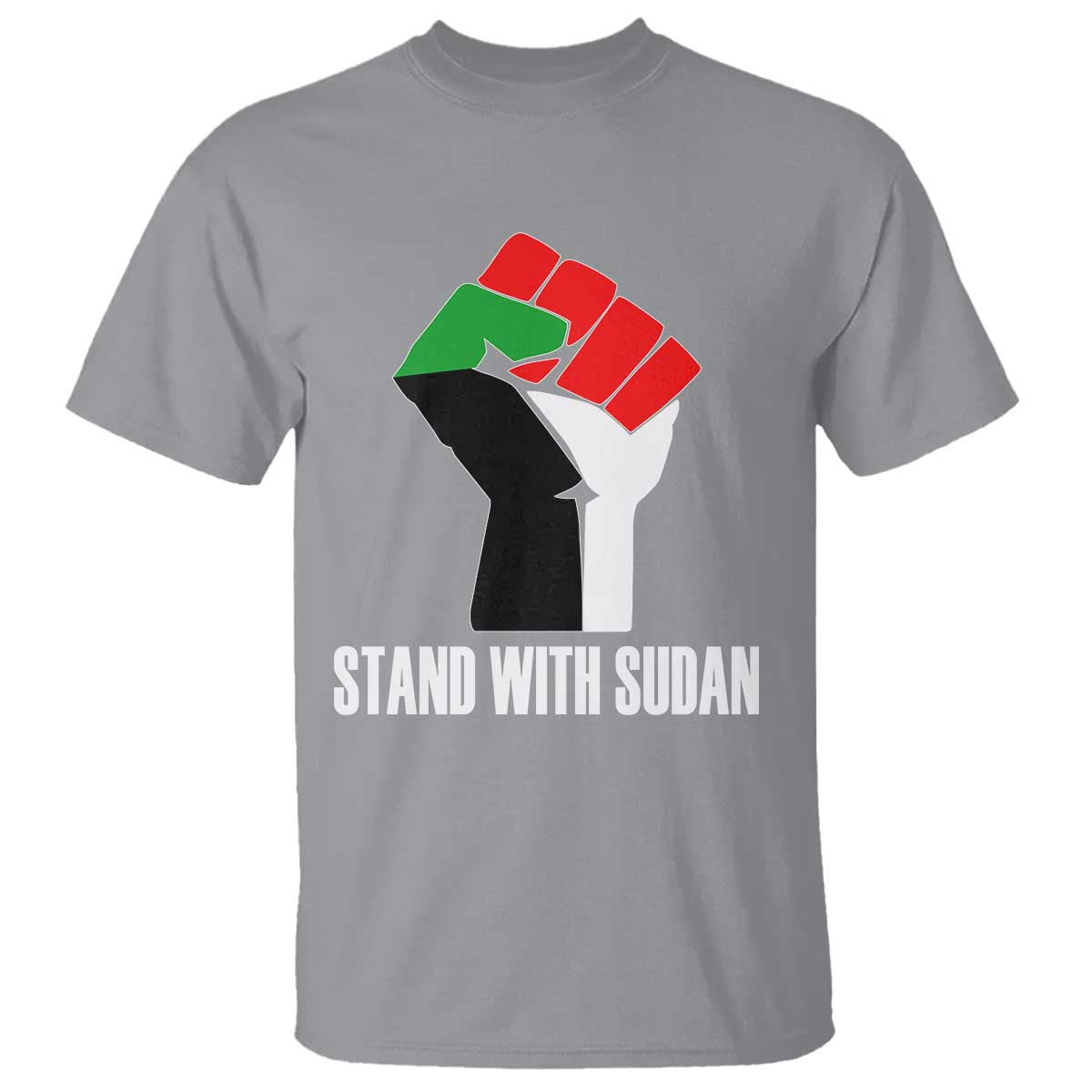 Stand With Sudan Power Fist T Shirt Sudan Flag Activist Peace and Protest TS02 Sport Gray Print Your Wear