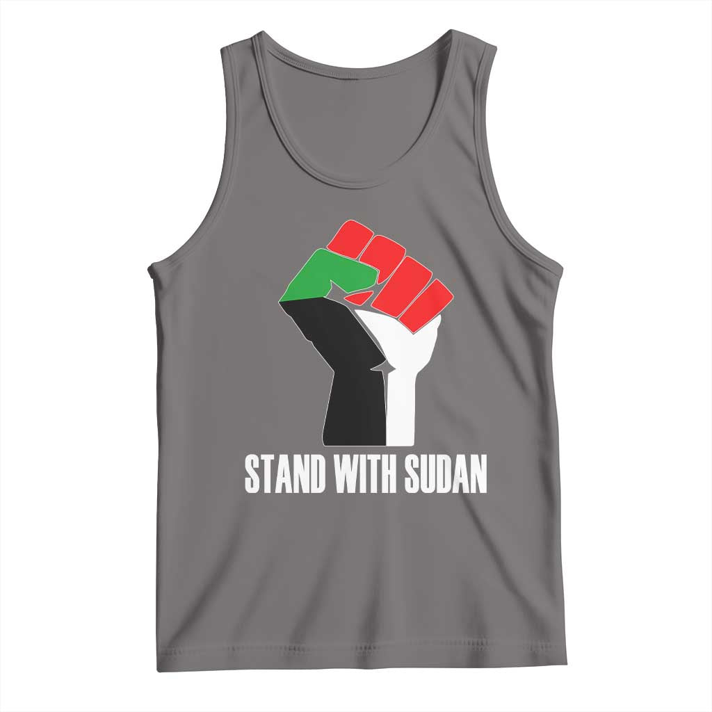 Stand With Sudan Power Fist Tank Top Sudan Flag Activist Peace and Protest TS02 Deep Heather Print Your Wear