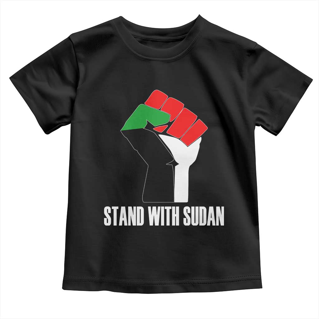 Stand With Sudan Power Fist Toddler T Shirt Sudan Flag Activist Peace and Protest TS02 Black Print Your Wear