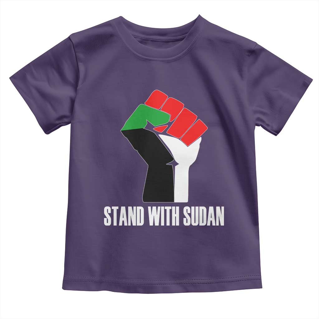 Stand With Sudan Power Fist Toddler T Shirt Sudan Flag Activist Peace and Protest TS02 Purple Print Your Wear