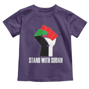 Stand With Sudan Power Fist Toddler T Shirt Sudan Flag Activist Peace and Protest TS02 Purple Print Your Wear