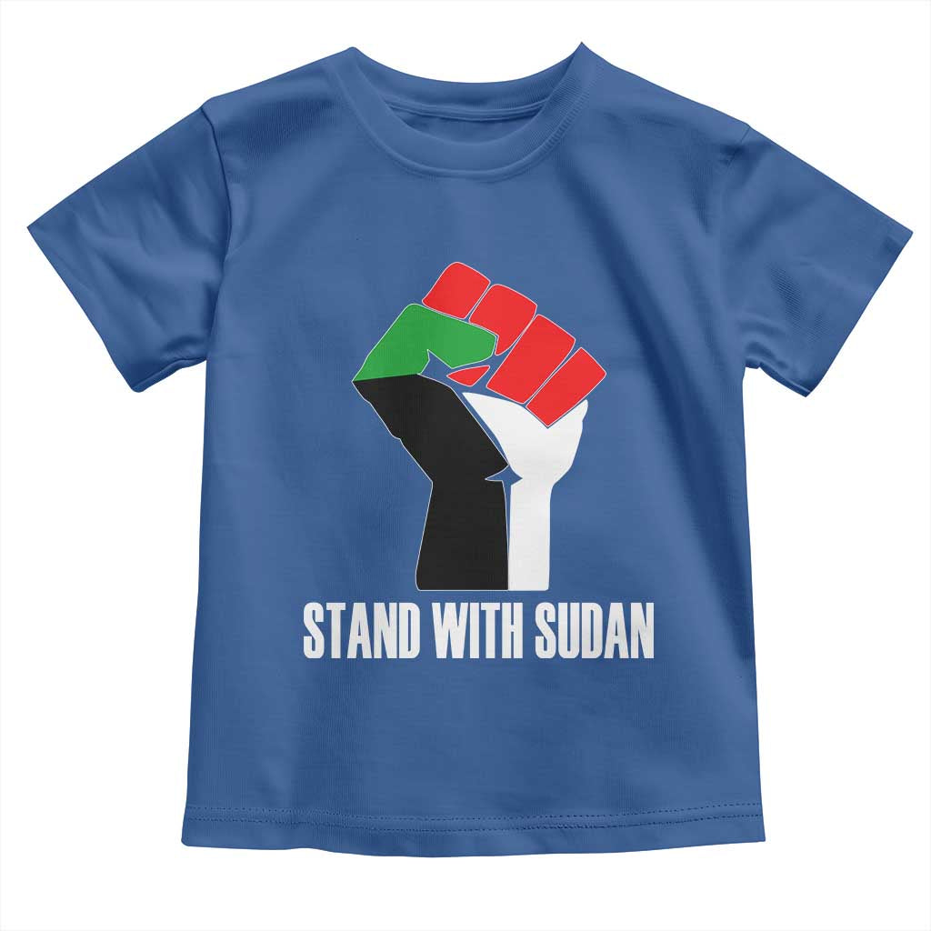 Stand With Sudan Power Fist Toddler T Shirt Sudan Flag Activist Peace and Protest TS02 Royal Blue Print Your Wear