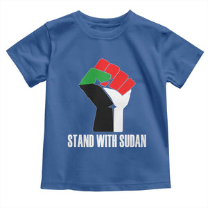 Stand With Sudan Power Fist Toddler T Shirt Sudan Flag Activist Peace and Protest TS02 Royal Blue Print Your Wear