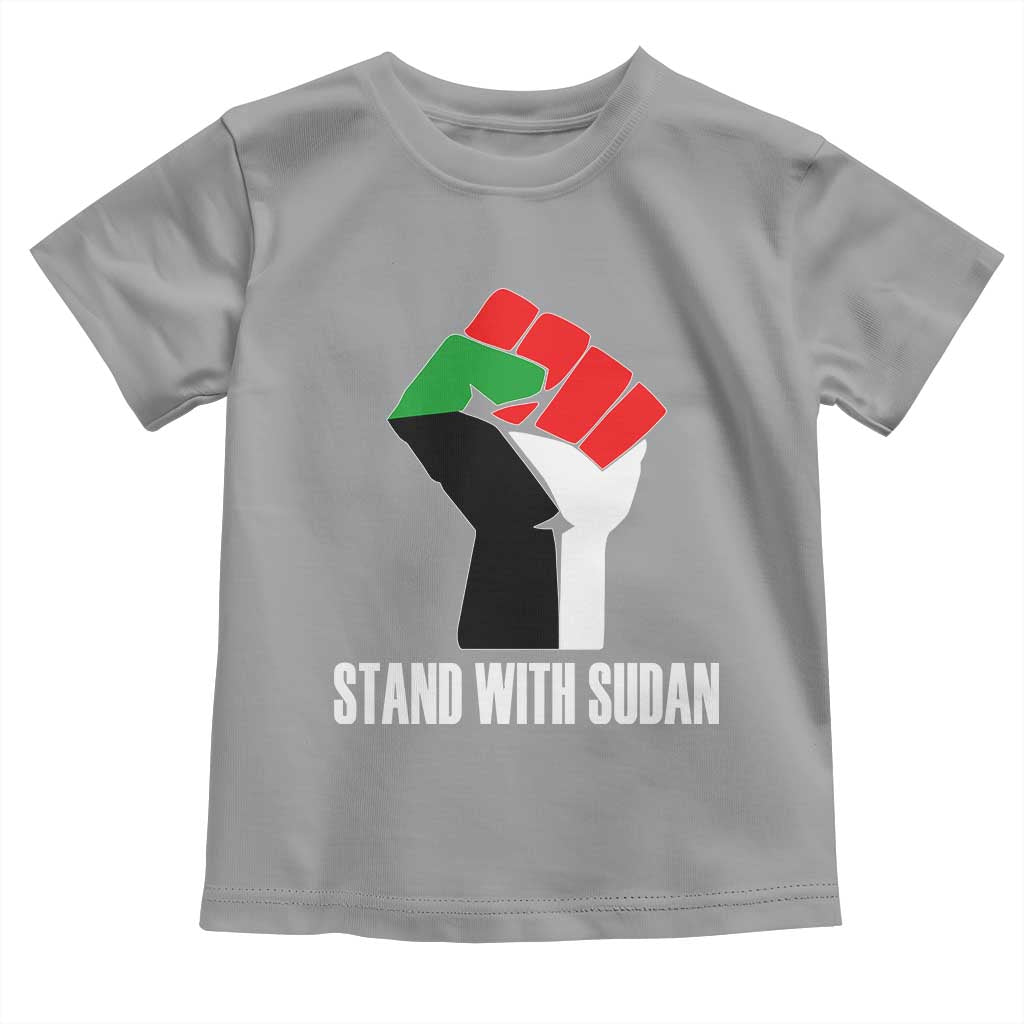 Stand With Sudan Power Fist Toddler T Shirt Sudan Flag Activist Peace and Protest TS02 Sport Gray Print Your Wear