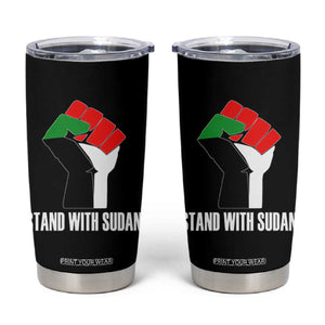 Stand With Sudan Power Fist Tumbler Cup Sudan Flag Activist Peace and Protest TS02 Black Print Your Wear